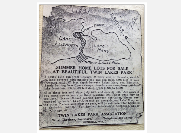 Old Newspaper Page Showing Map of Lake Mary